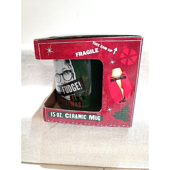 NIB Mug 15oz A Christmas Story “Oh Fudge” Holiday RALPHIE MUG Green - Picture 3 of 8